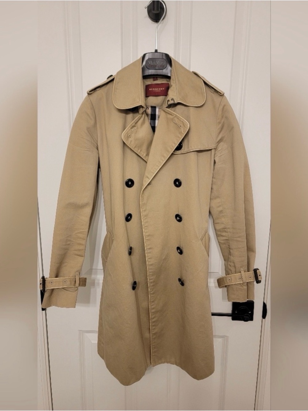 Burberry Tan Double-Breasted Trench Coat